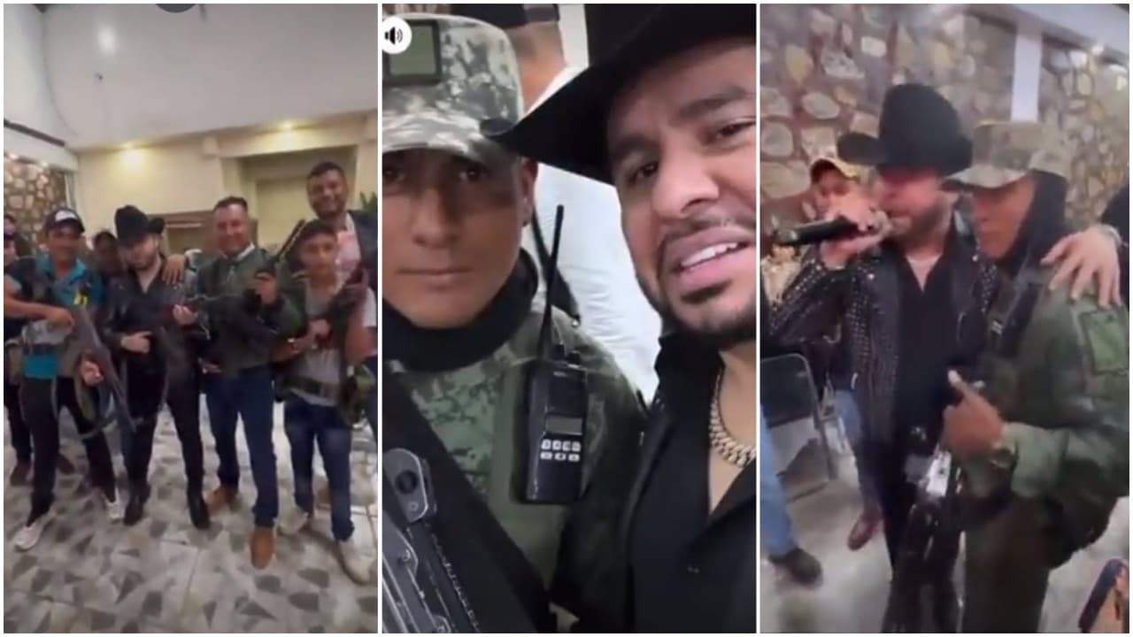 Larry Hernández se tomó fotos con los asistentes armados.