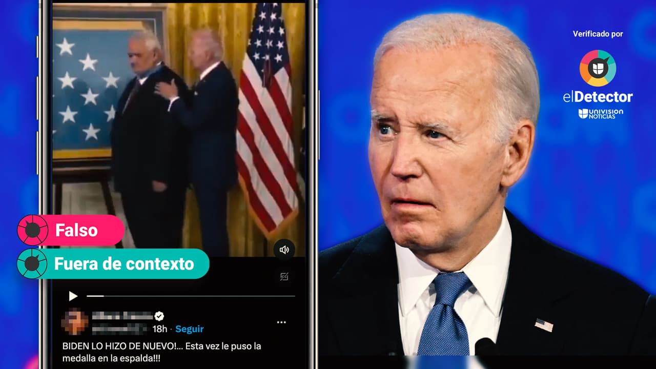 Es falso que ese video muestre a Biden colocándole la medalla al revés a un veterano de guerra