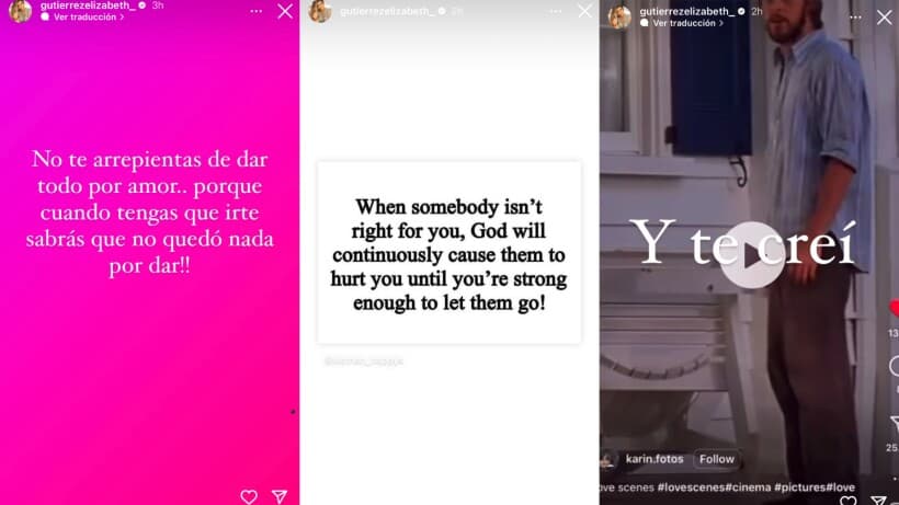 Estos son algunos de los mensajes que Elizabeth Gutiérrez ha publicado en medio del escándalo que involucra a William Levy con Samadhi Zendejas.