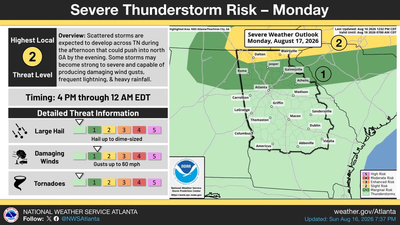 El Servicio Nacional de Meteorología (NWS) mantiene vigente una alerta por calor en Georgia, la cual permanecerá activa hasta
<b> las 8:00 pm.</b>