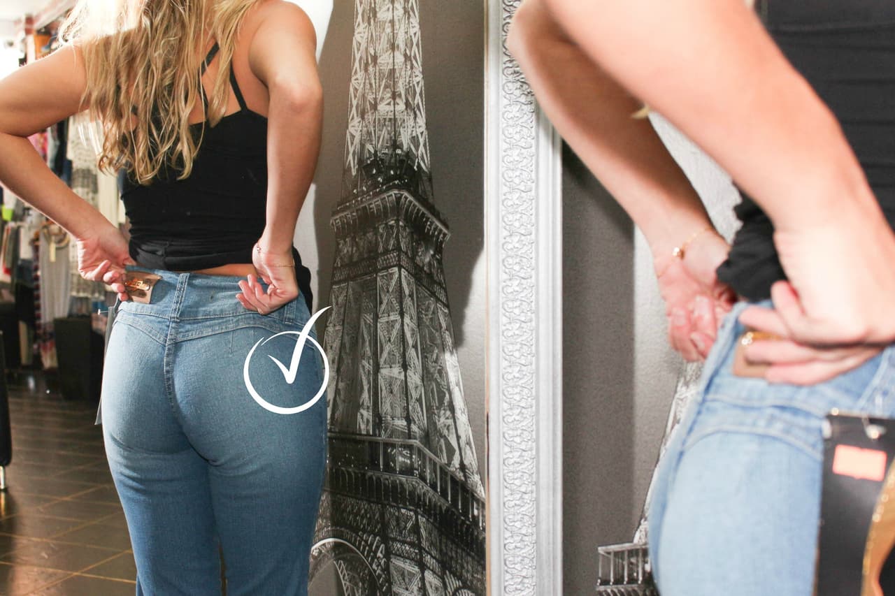 Los jeans colombianos suelen no tener bolsillos traseros.