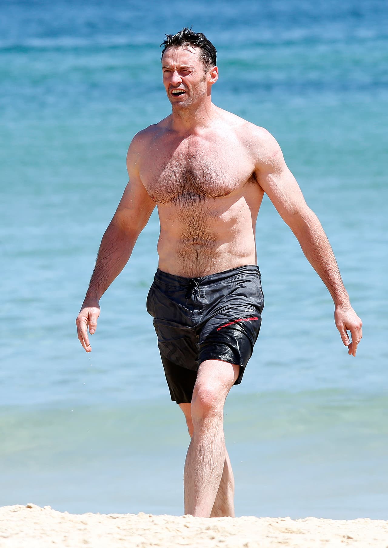 Hugh estuvo en Bondi Beach en Sydney.