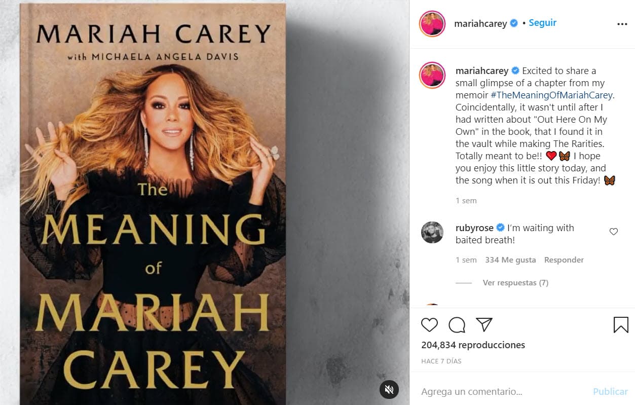 El próximo 29 de septiembre sale a la venta '
<b>The meaning of Mariah Carey</b>', el libro donde la cantante cuenta sus memorias.
<br>