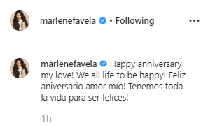 En múltiples ocasiones, Marlene Favela presumía haber encontrado "un hombre como yo lo quería, con todo lo que yo quería. Un hombre que me ama, que me respeta, que cada momento a su lado ha sido mágico".