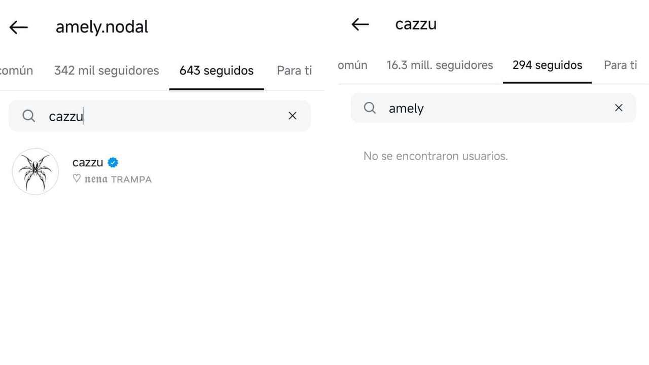 Hermana de Nodal sigue a Cazzu en Instagram.