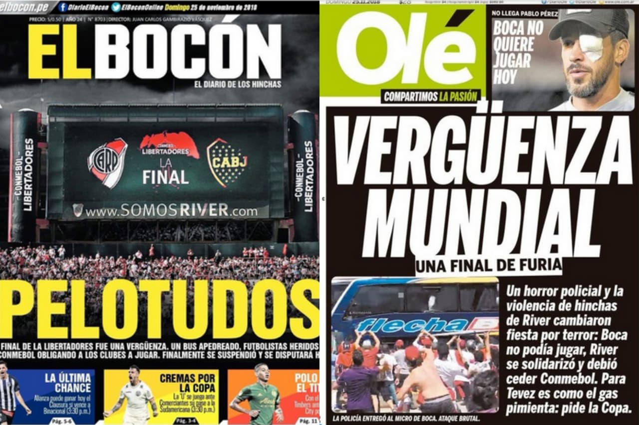 Los medios de comunicación dejaron clara su decepción, frustración y molestia en medio de los hechos sucedidos en la final de la Copa Libertadores, suspendida por actos violentos en Argentina.