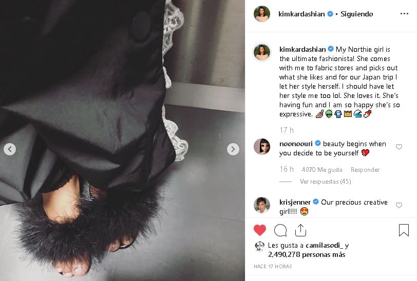 Las reacciones de muchos seguidores de Kim fueron mensajes de aliento para la niña y otras respuestas que resaltaban la ternura de ver a 
<b><a href="https://www.univision.com/famosos/love-is-in-the-air-north-west-hija-de-kim-kardashian-tiene-un-pretendiente-que-le-regala-joyas-de-tiffany-fotos" target="_blank">North tan a la moda</a></b>, pero hubo una en particular que reiteró el gusto de la hija mayor de Kim.