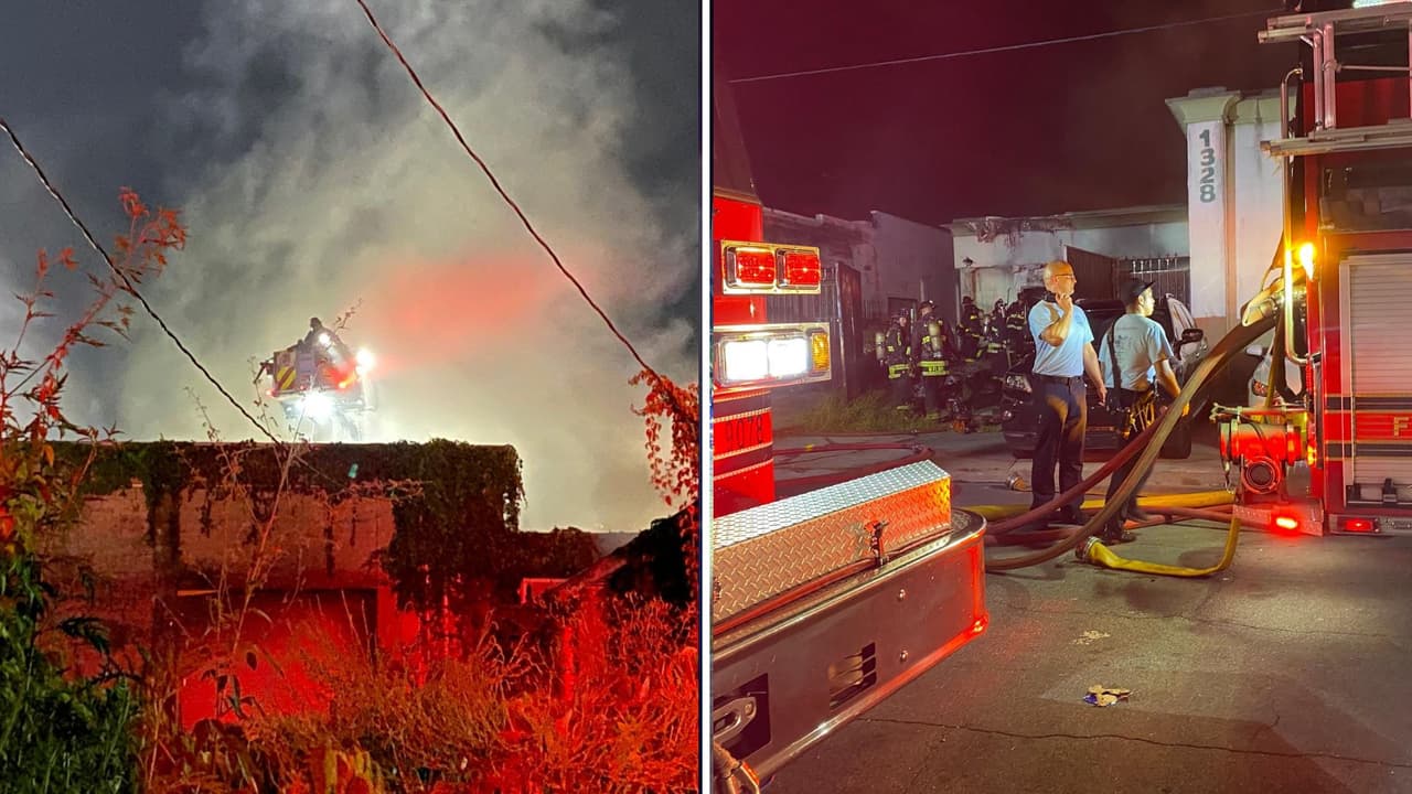 Bomberos apagan las llamas de un taller de mecánico de Orlando