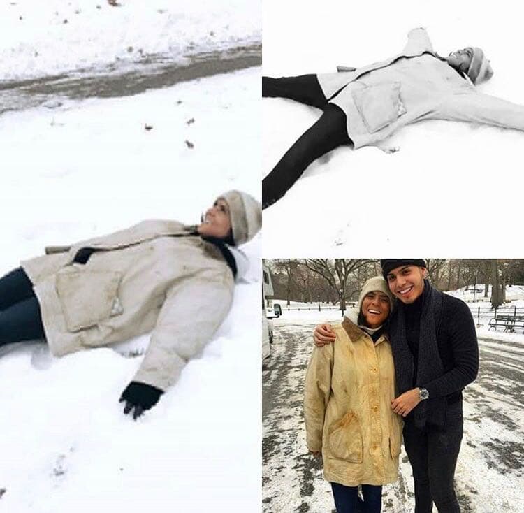Así otro día de grabaciones y ahí nuestra queridísima Francisca disfrutando de la nieve.