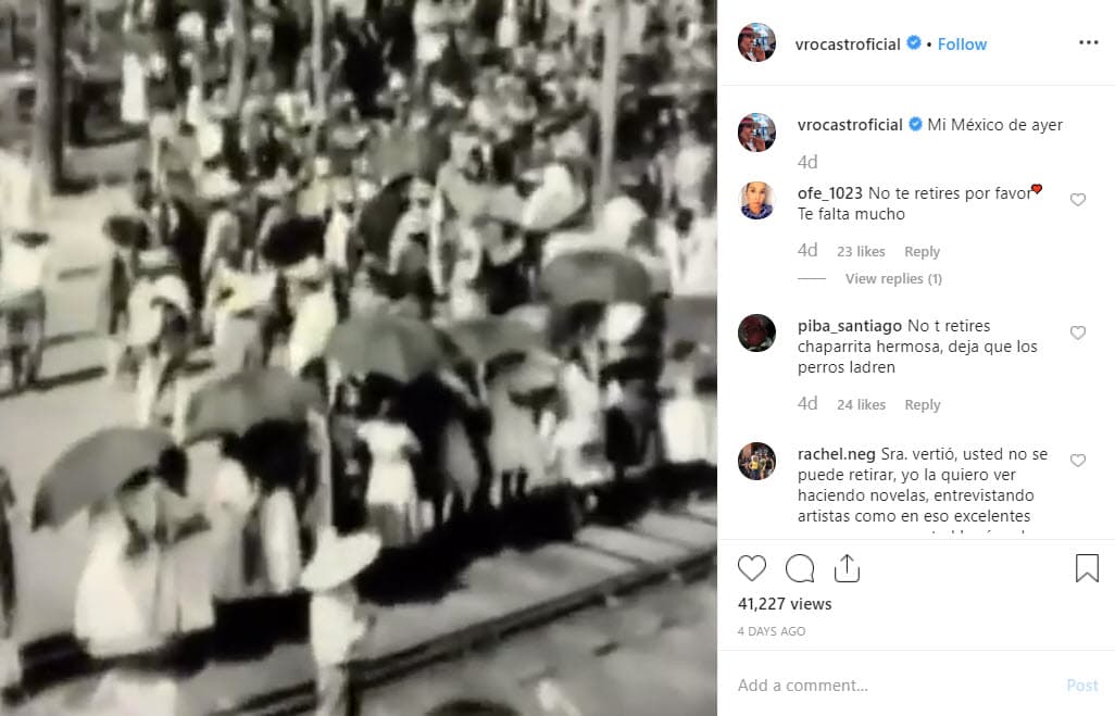 Un día después de haber anunciado que su retiro, Verónica hizo cinco publicaciones donde compartió imágenes viejas de su "México de ayer", se lee en Instagram.