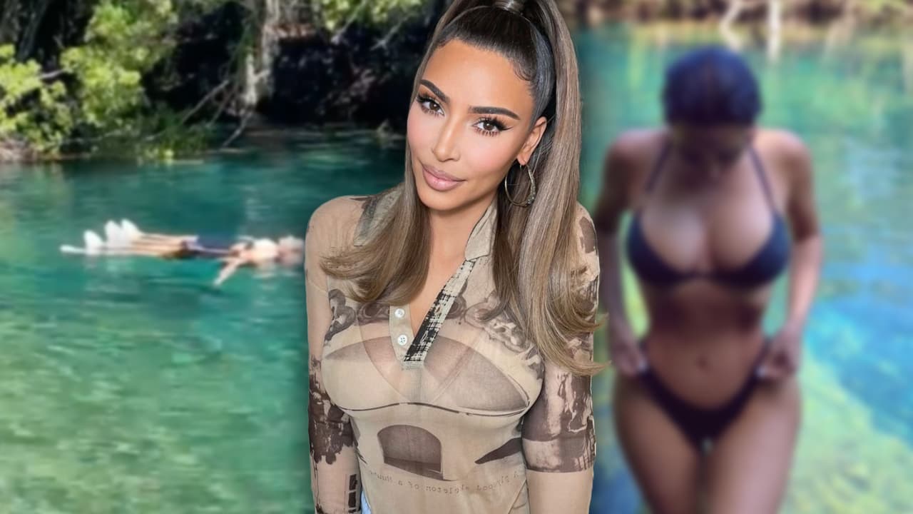 Kim Kardashian perdió los pantalones poco después de saltar a 'La laguna azul' dominicana