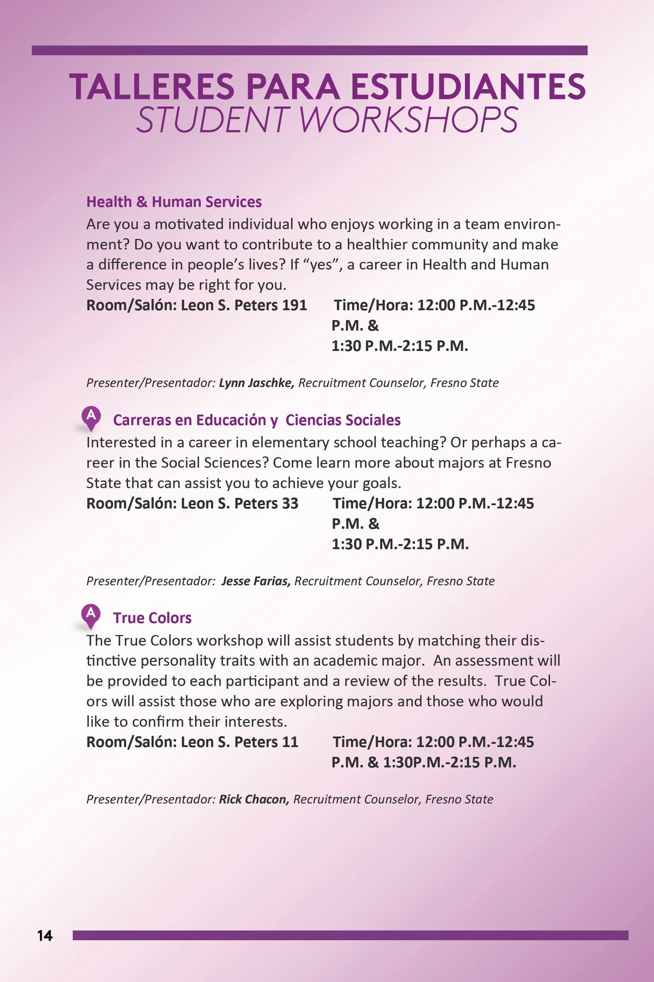 PG 14 El programa para la Feria de Educación este sábado en Fresno State