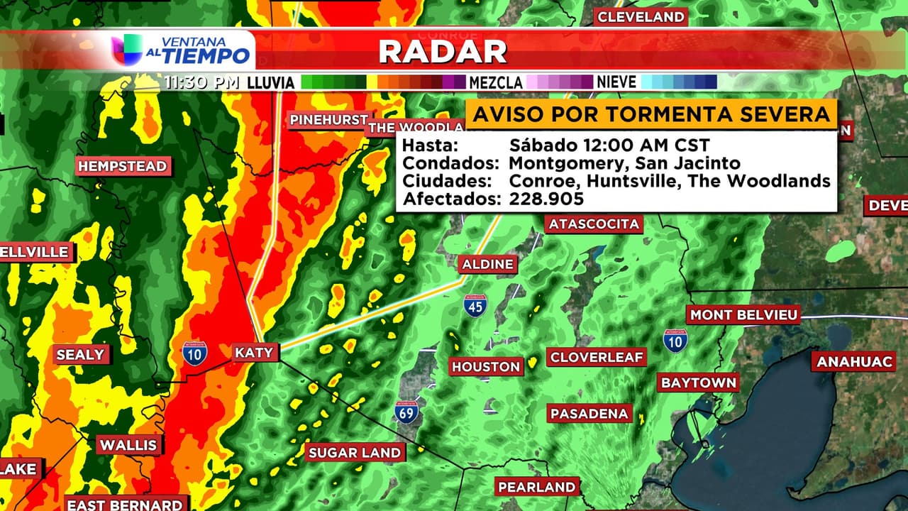 Emiten aviso por tormentas severas para los condado Harris, Montgomery y San Jacinto 