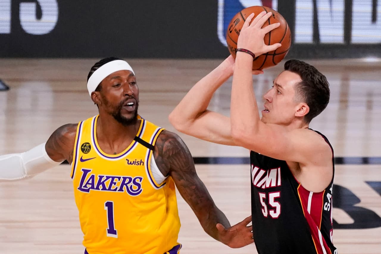 LeBron James comanda los victoria de los Lakers 102-96 sobre el Miami Heat y buscarán coronarse como campeones el próximo viernes 9 de noviembre.