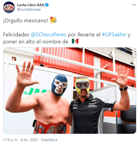 No dejan de caer felicitaciones en las redes sociales para Sergio Pérez tras su victoria en las Formula 1. ¡Histórico!