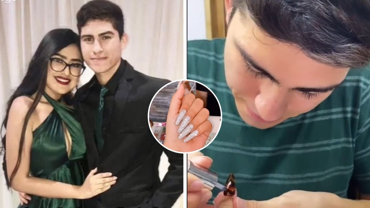 Chico manicurista conquista TikTok por arreglar las uñas a su novia: hace diseños impactantes