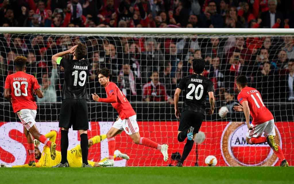 Joao Felix marcaba el 1-0 en favor del Benfica y celebró luego de su primera conquista en una noche que para él fue de gran abundancia.