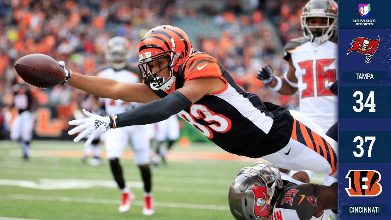 Con las uñas, literalmente, los Bengals se aferran a la victoria ante los duros Buccaneers, al permitir 18 puntos en el último cuarto. Un gol de campo de Randy Bullock al final les dio el triunfo.