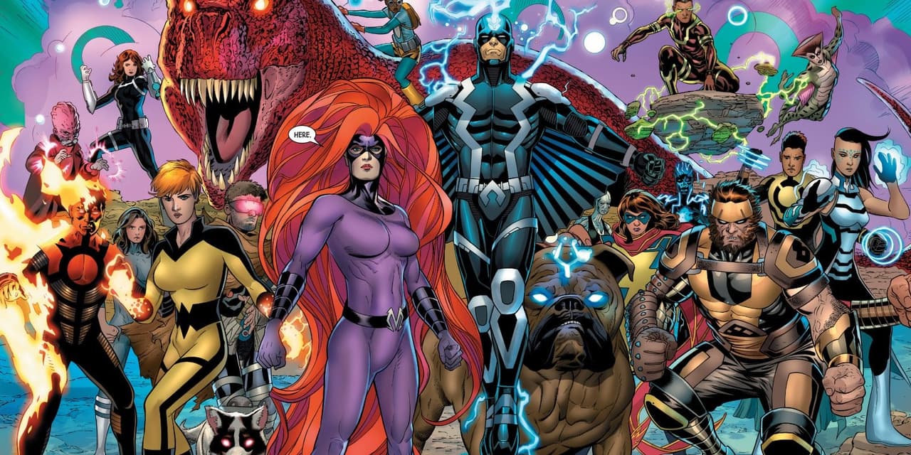 Los Inhumanos, una familia real de personajes provenientes de la ciudad oculta de Attilan, fueron creados por Lee como elemento de soporte para los Cuatro Fantásticos, pero Black Bolt, Medusa, Crystal y el enorme perro Lockjaw se hicieron tan populares que ahora son parte indispensable del universo Marvel.