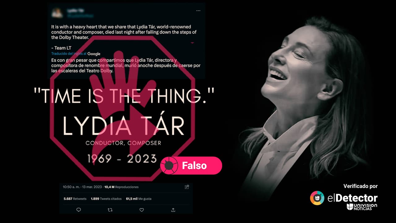 La “directora” de orquesta “Lydia Tár” NO murió en los Oscar al “caer por las escaleras”: es un personaje de ficción