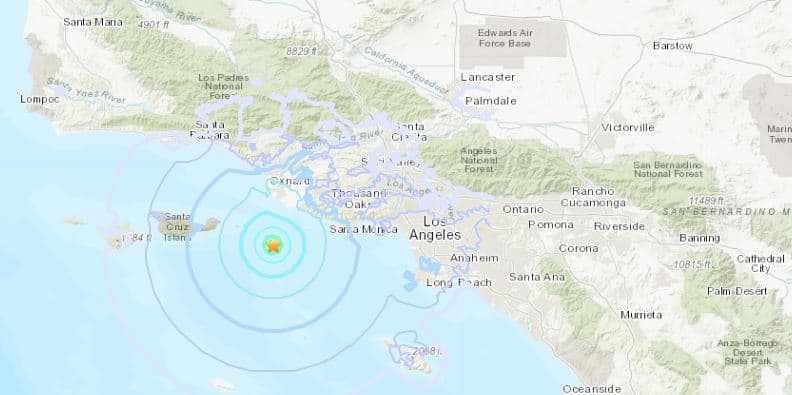 USGS reporta sismo de magnitud 4.0 entre las costas de Santa Monica y Oxnard al sur de California