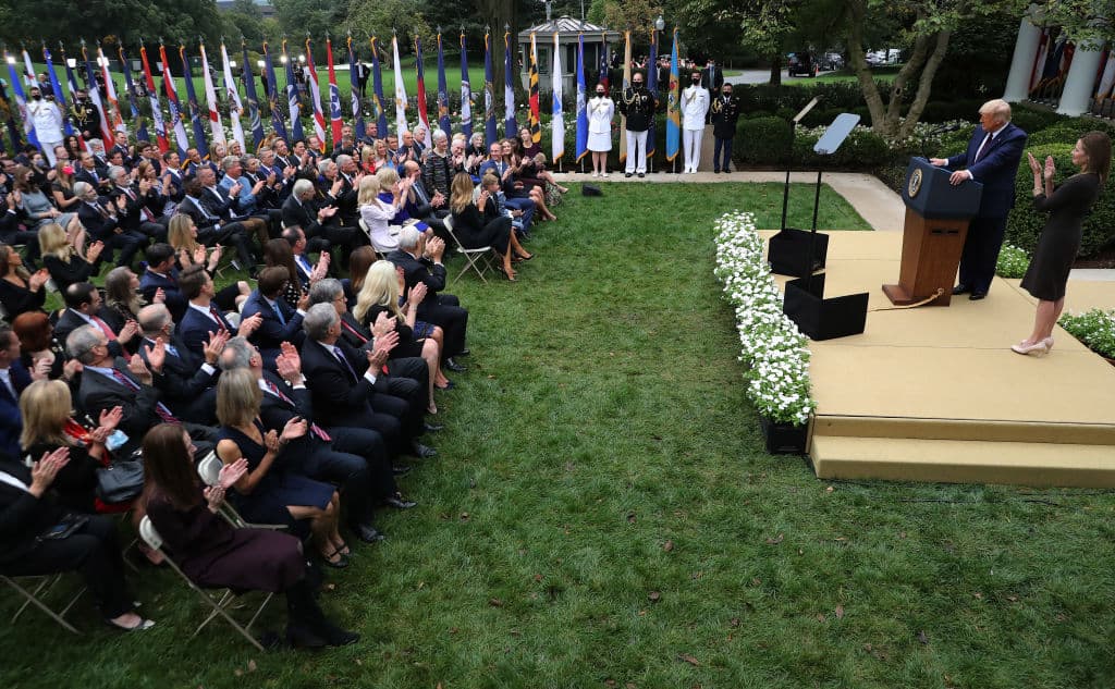 Acto de nominación de la jueza Amy Barrett a la Corte Suprema, celebrado en el Rose Garden de la Casa Blanca.
