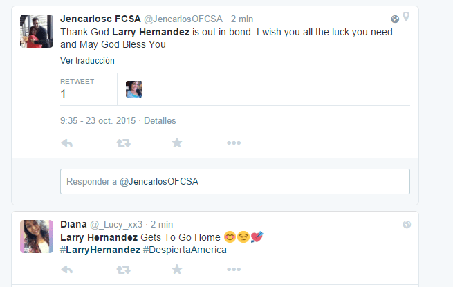 También agradecieron a Dios por permitirle estar fuera.