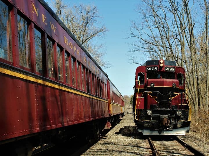 Ubicado unas 37 millas desde Filadelfia, 
<b><a href="https://www.newhoperailroad.com/">New Hope Railroad</a></b> tiene una aventura para los amantes de los trenes a lo largo del año.