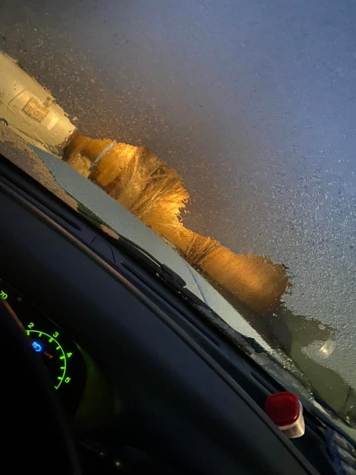 Los vehículos amanecerion con una espesa capa de hielo sobre los parabrisas en Dale, Texas, como fotografió Cochode Guerrero.