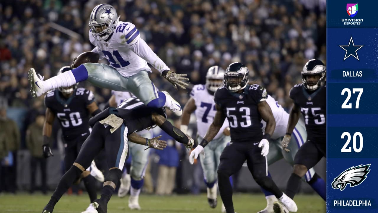 <b>Dallas 27-20 Philadelphia</b>. Ezekiel Eliott cargó en sus hombros a los Cowboys con 151 yardas terrestres y un touchdown para encaminarlos a una victoria en la casa de los campeones de la NFL.