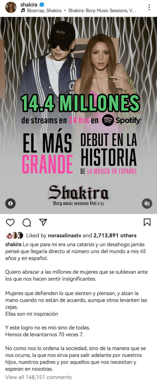 Shakira manda mensaje a mujeres
