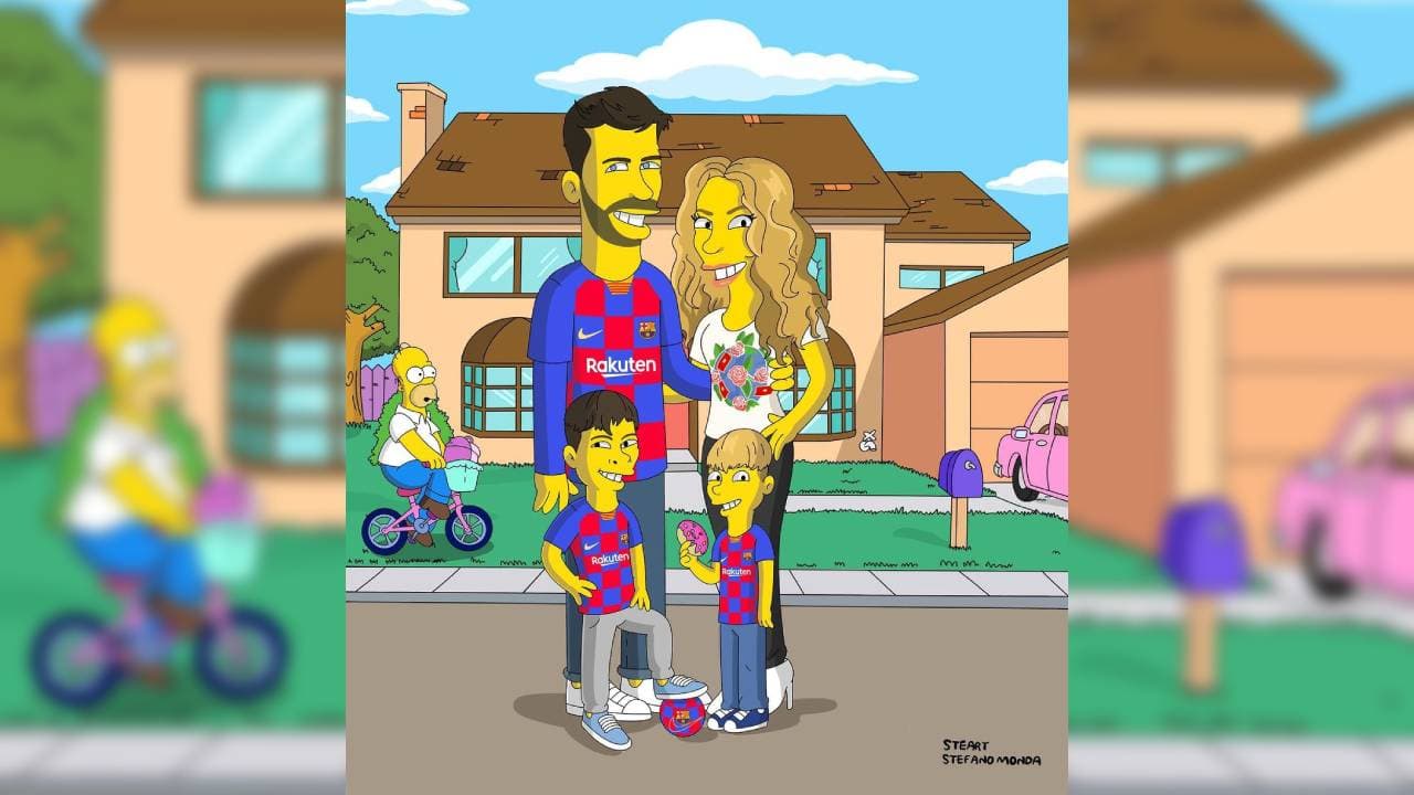 Así luciría la familia de Gerard Piqué y Shakira en el mundo de los Simpson.