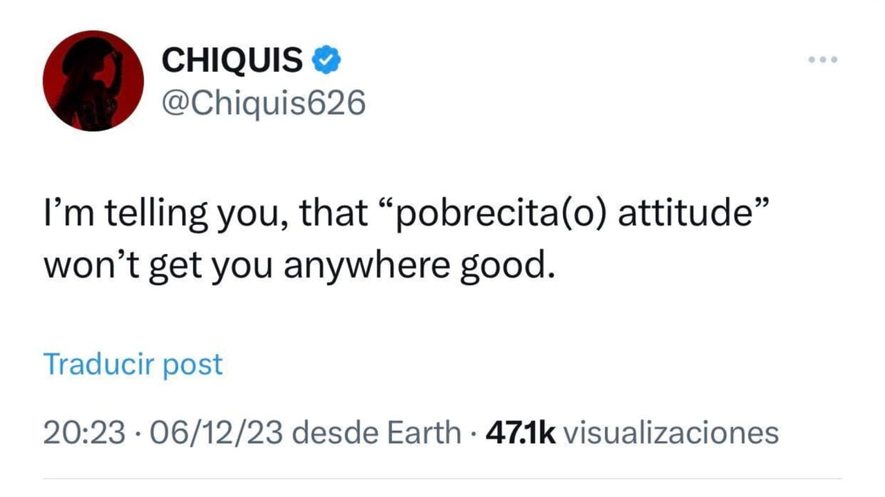 Chiquis también hizo esta publicación, pero no aclaró a quién fue dirigida.