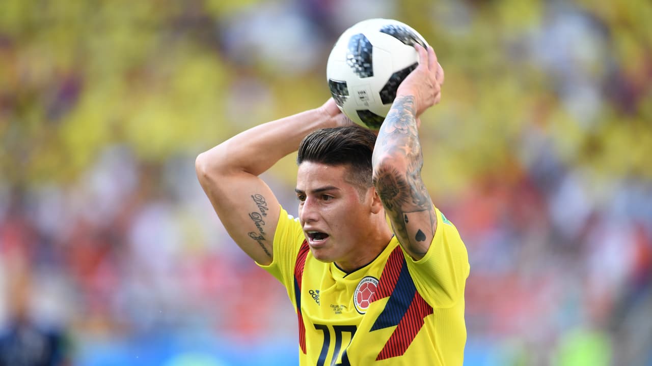 SARANSK, RUSSIA - JUNE 19: James Rodriguez of Colombia gestures during the 2018 FIFA World Cup Russia group H match between Colombia and Japan at Mordovia Arena on June 19, 2018 in Saransk, Russia. (Photo by Etsuo Hara/Getty Images)