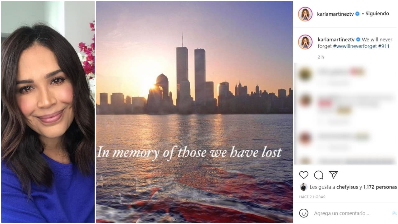 <b>Karla Martínez</b> escribió: "Nunca lo olvidaremos", mientras el texto en la imagen dice: "En memoria de aquellos que perdimos".