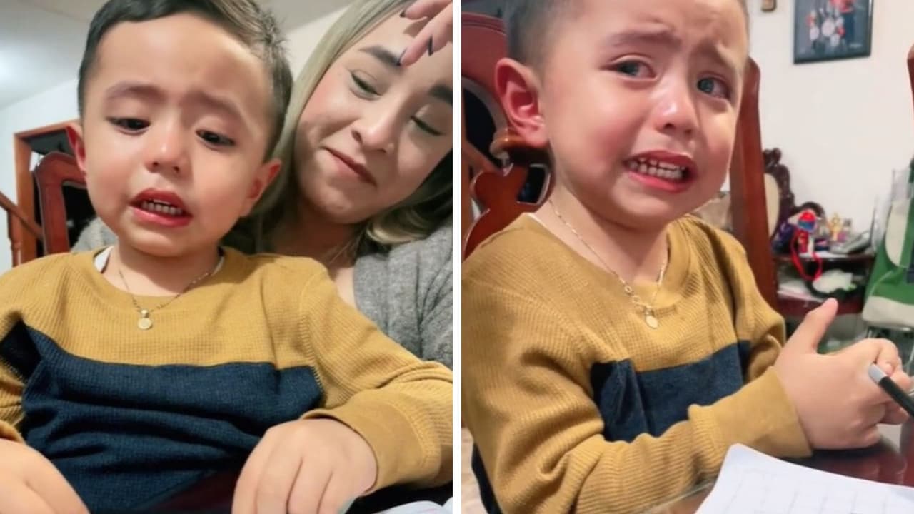 Niño de 4 años explota por tener que hacer tarea y su queja se hace viral:"Me tiene bien harto"