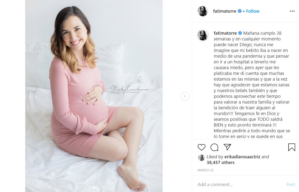 El 22 de marzo pasado escribió al lado de esta fotografía en Instagram: "
<b>Nunca me imaginé que mi bebito iba a nacer en medio de una pandemia</b> y que pensar en ir a un hospital a tenerlo me causara miedo".
<br>