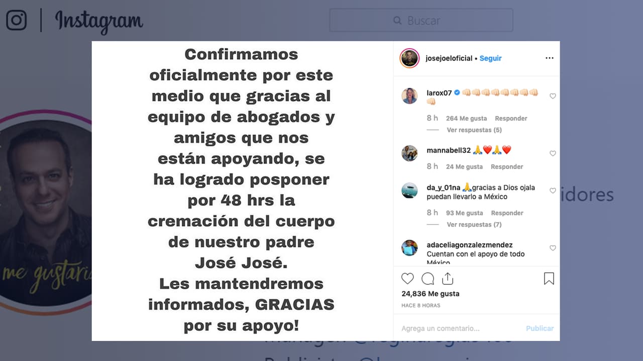José Joel confirmó lo dicho por su equipo legal en su cuenta de Instagram.