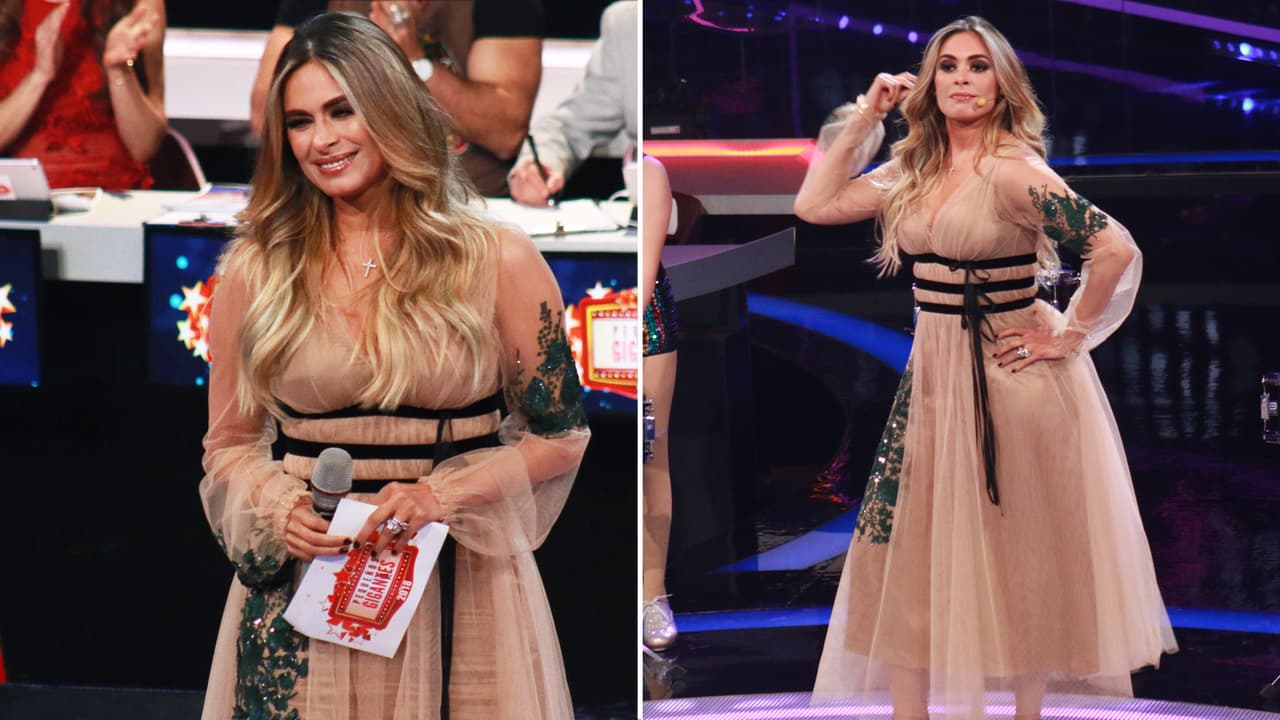 En el estreno de Pequeños Gigantes Galilea vistió un traje de princesa color nude.