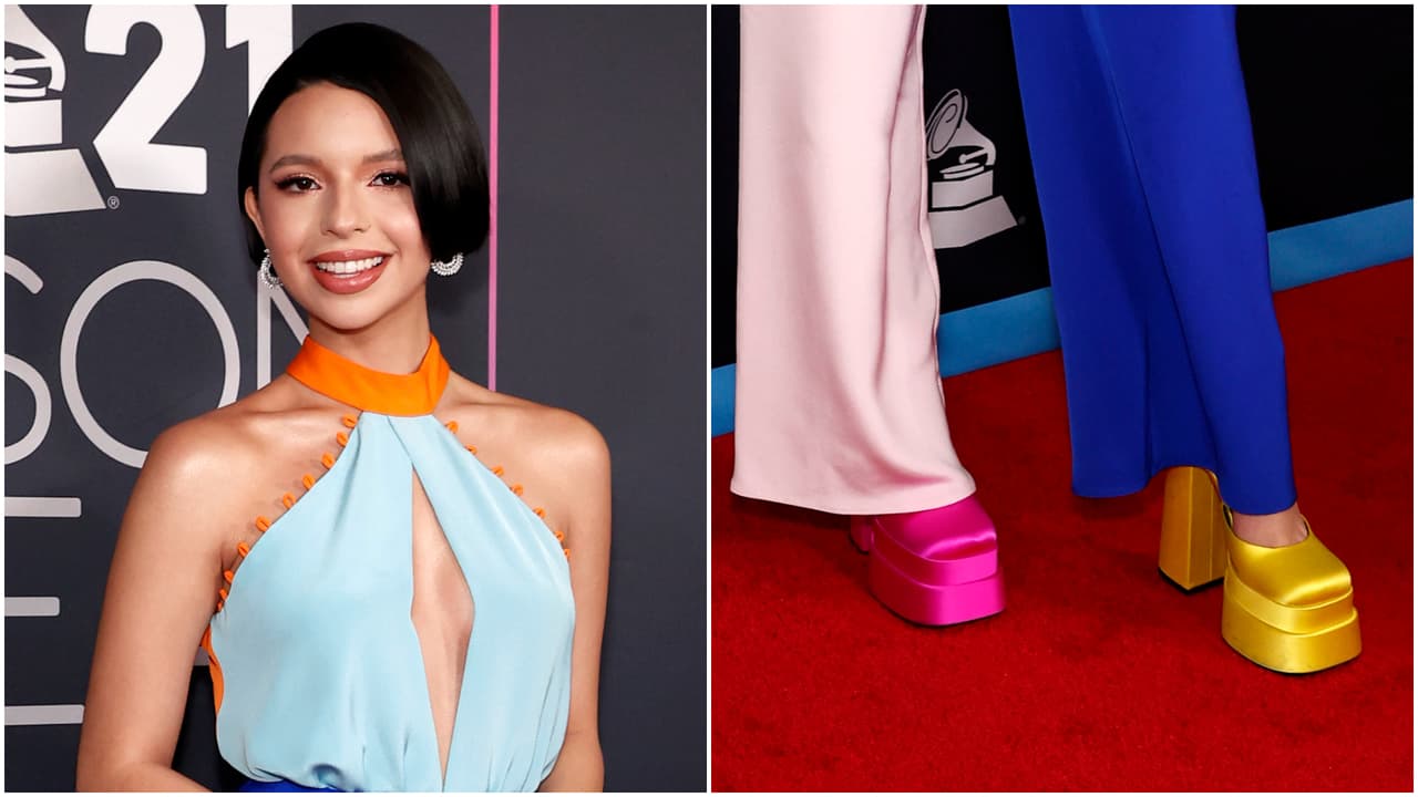 Ángela Aguilar luce sus lujosas plataformas Versace Medusa Aevitas.