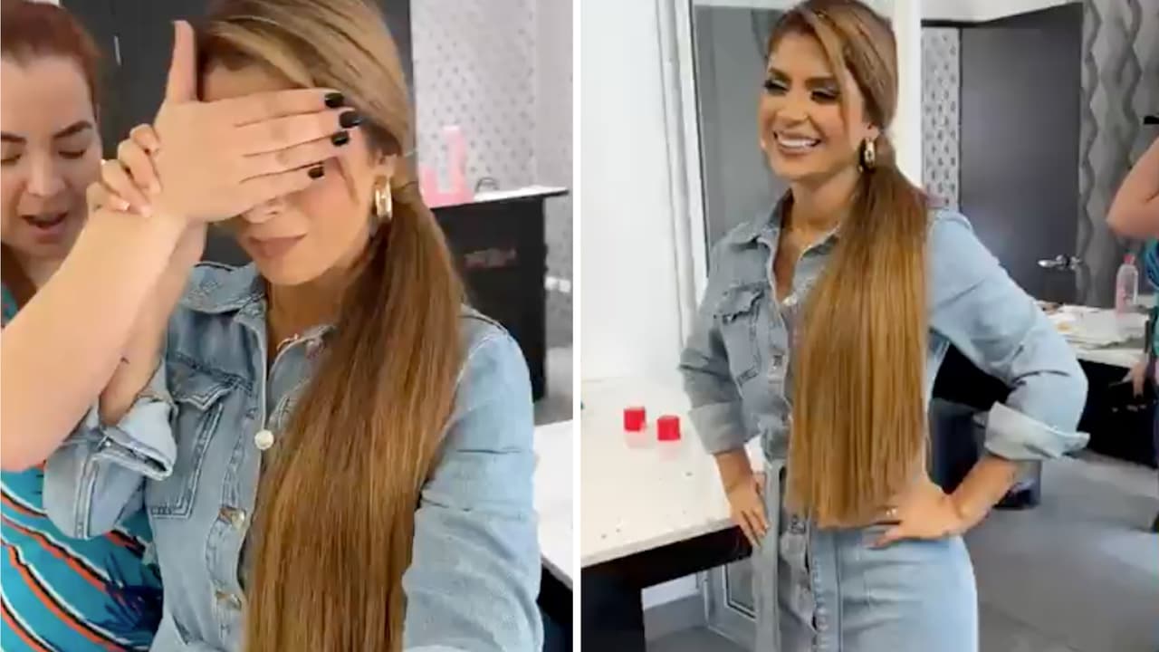 Sorprenden a Kimberly Flores con sugestiva piñata de Edwin Luna en su cumpleaños 34