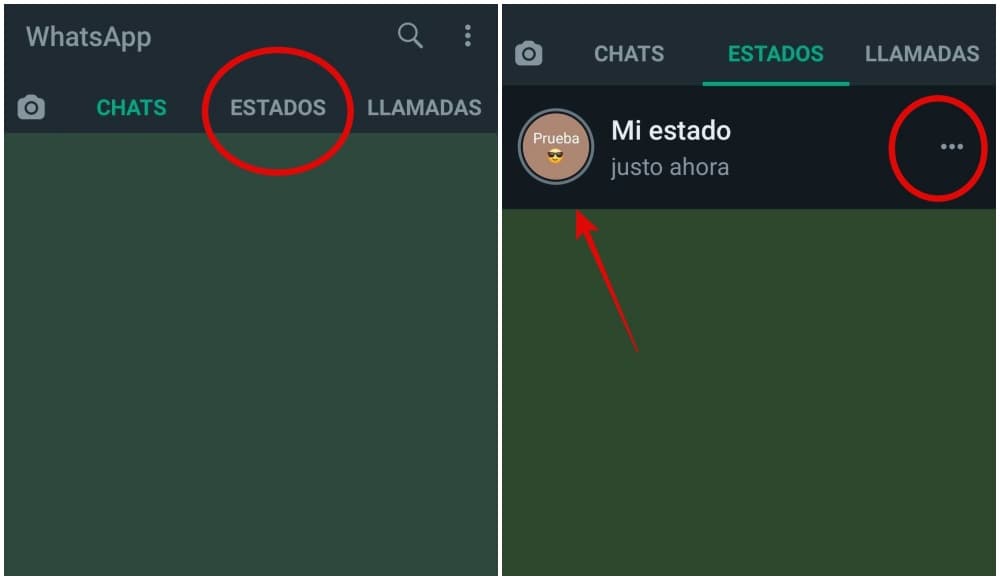 Eliminar estados de WhatsApp