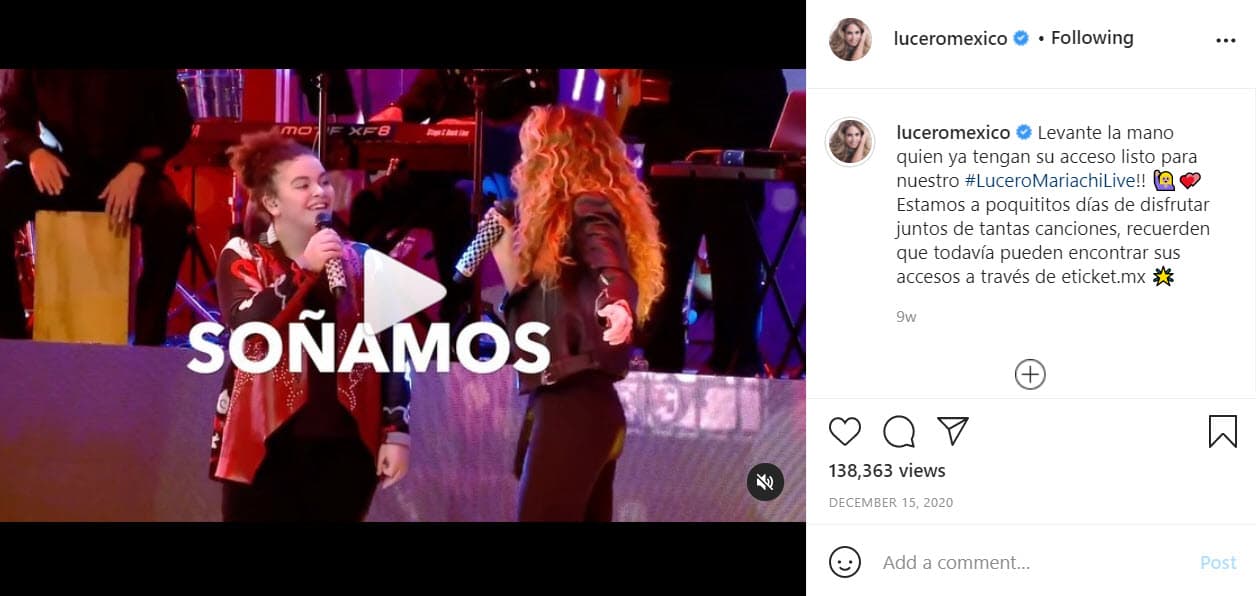 En noviembre de 2020 la jovencita, de 16 años,
<a href="https://www.univision.com/famosos/ella-esta-en-las-nubes-que-no-se-lo-cree-lucero-cuenta-lo-que-paso-con-su-hija-tras-cantar-juntas-por-primera-vez">interpretó un tema junto a su mamá</a> en el concierto 'streaming' que dio para celebrar sus 40 años de trayectoria artística.