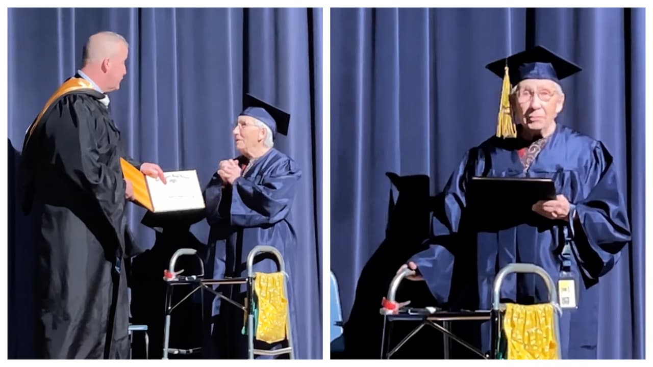  A los 100 años, Pearl Neumann por fin recibe su diploma de la escuela secundaria