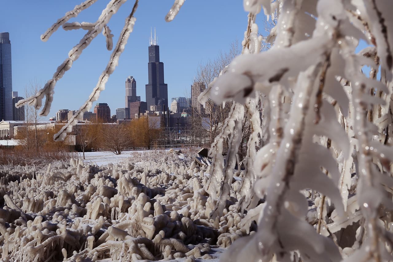Árboles tomados por el hielo. Así se veía Chicago el 13 de diciembre de 2010.