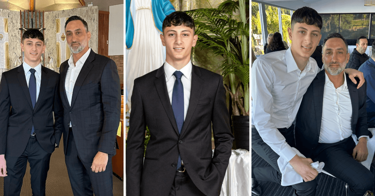 George Seely celebró la primera comunión de su hijo Gabriel