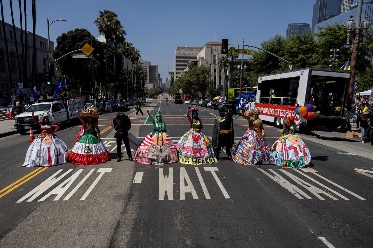 El lema de la protesta fue “Poner fin a la ocupación”, en rechazo a Trump e ICE.