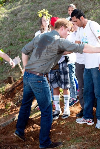 Bajo el rayo del sol y las altas temperaturas Harry puso su granito de arena en la conservación de la selva.