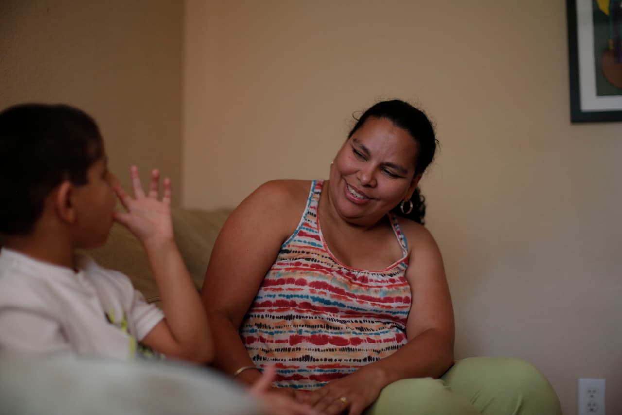 "Iit's like a time machine, the baby stage never ended," says Jason's mom. "Being able to keep him with us at home is one of the possibilities that I value most. We are shaken by the situation with Trump, who wants to cut off aid to the most vulnerable. All the time you are thinking 'please let somebody reach out and stop it.'"