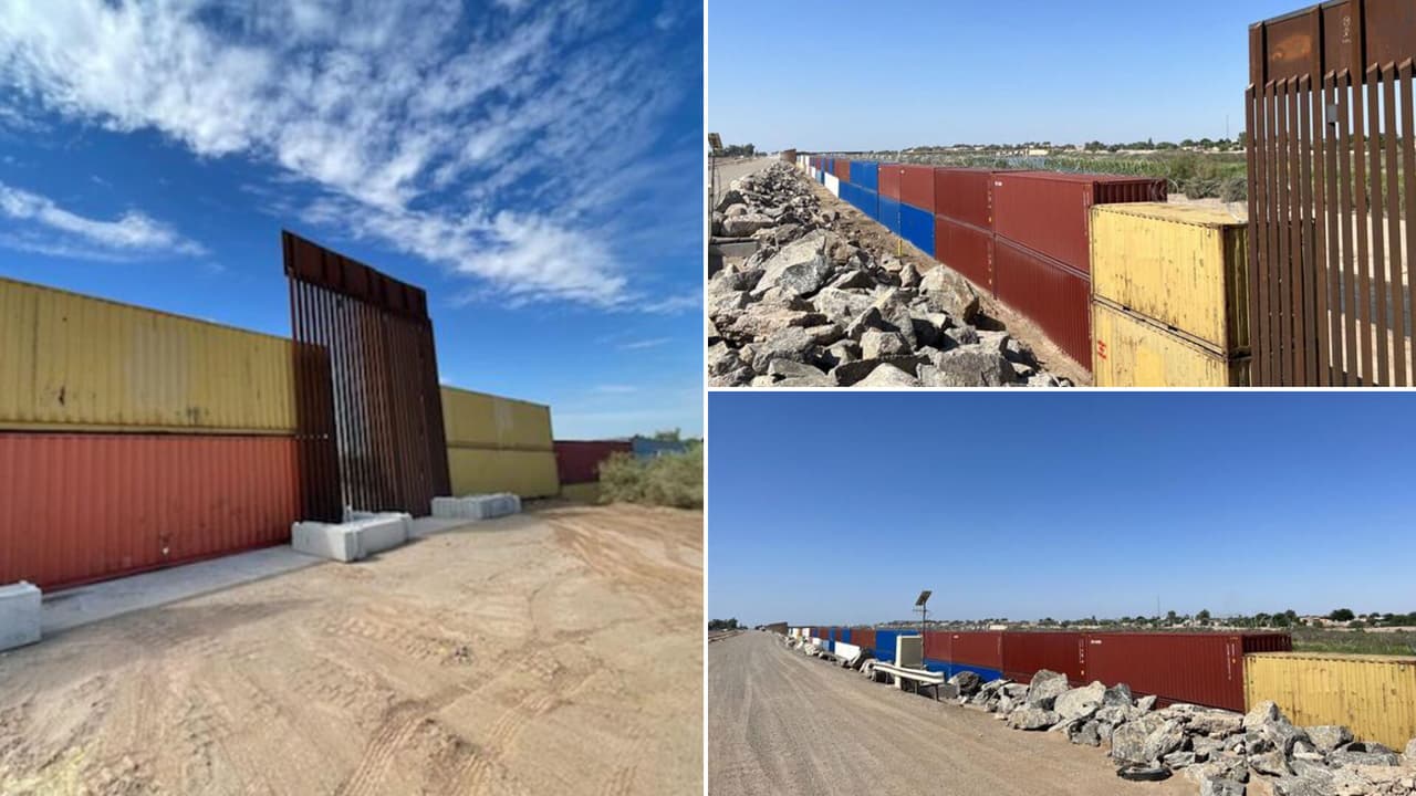"Yuma está segura ahora": Arizona usa 130 contenedores para terminar el muro fronterizo